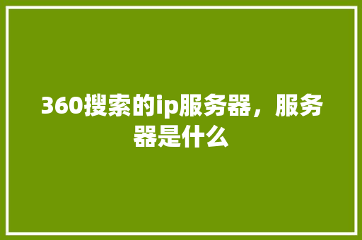 360搜索的ip服务器，服务器是什么