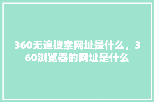 360无追搜索网址是什么，360浏览器的网址是什么