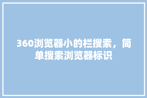 360浏览器小的栏搜索，简单搜索浏览器标识
