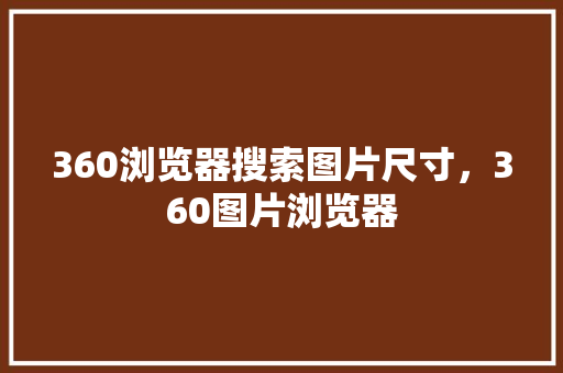 360浏览器搜索图片尺寸，360图片浏览器