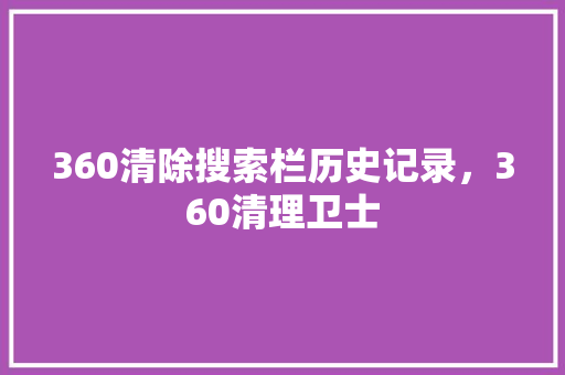 360清除搜索栏历史记录，360清理卫士