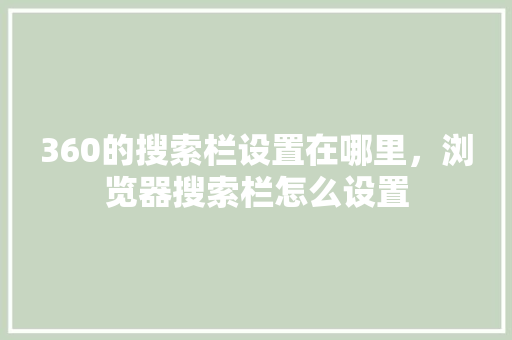 360的搜索栏设置在哪里，浏览器搜索栏怎么设置
