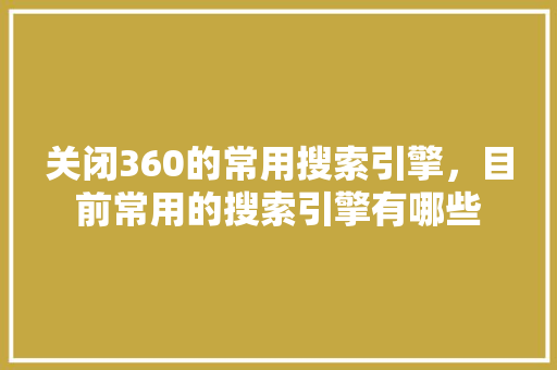 关闭360的常用搜索引擎，目前常用的搜索引擎有哪些
