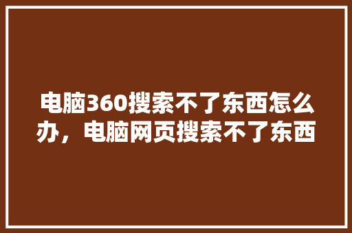 电脑360搜索不了东西怎么办，电脑网页搜索不了东西