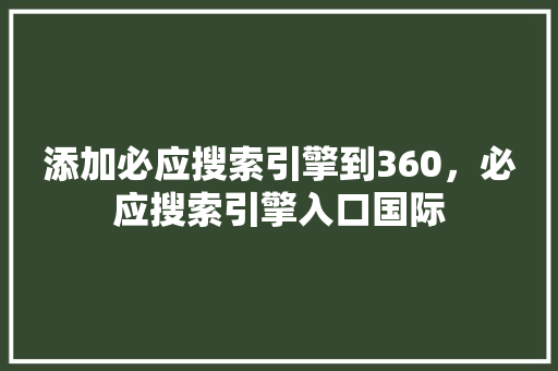 添加必应搜索引擎到360，必应搜索引擎入口国际