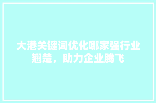 大港关键词优化哪家强行业翘楚，助力企业腾飞