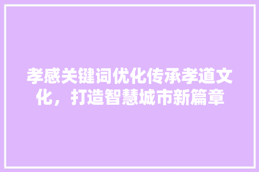 孝感关键词优化传承孝道文化，打造智慧城市新篇章