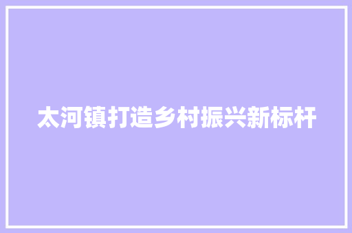 太河镇打造乡村振兴新标杆