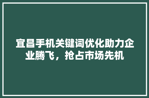 宜昌手机关键词优化助力企业腾飞，抢占市场先机