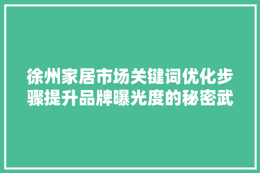 徐州家居市场关键词优化步骤提升品牌曝光度的秘密武器