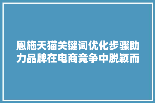 恩施天猫关键词优化步骤助力品牌在电商竞争中脱颖而出