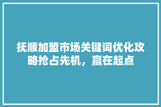 抚顺加盟市场关键词优化攻略抢占先机，赢在起点