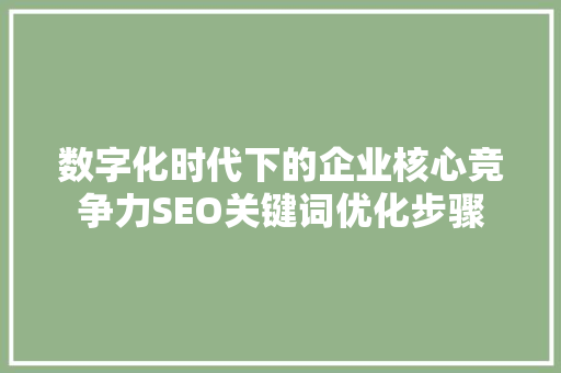 数字化时代下的企业核心竞争力SEO关键词优化步骤