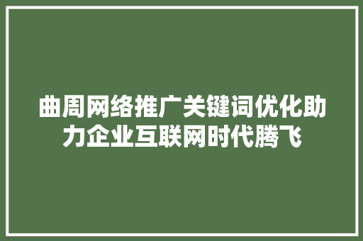 曲周网络推广关键词优化助力企业互联网时代腾飞