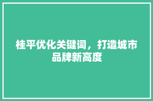 桂平优化关键词，打造城市品牌新高度