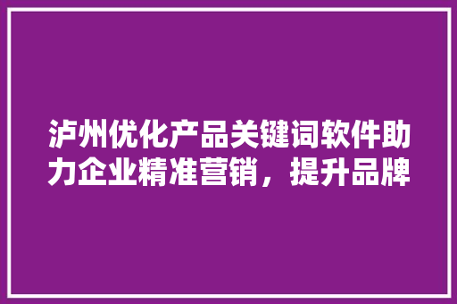 泸州优化产品关键词软件助力企业精准营销，提升品牌影响力