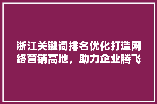 浙江关键词排名优化打造网络营销高地，助力企业腾飞