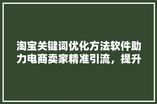 淘宝关键词优化方法软件助力电商卖家精准引流，提升转化率