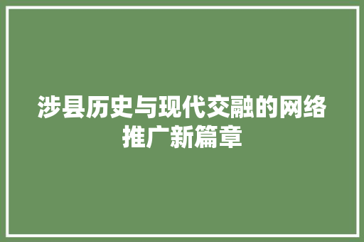 涉县历史与现代交融的网络推广新篇章