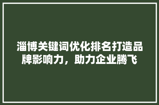 淄博关键词优化排名打造品牌影响力，助力企业腾飞