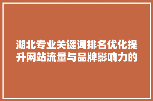湖北专业关键词排名优化提升网站流量与品牌影响力的方法