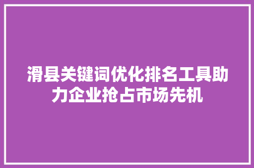 滑县关键词优化排名工具助力企业抢占市场先机