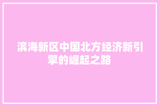 滨海新区中国北方经济新引擎的崛起之路