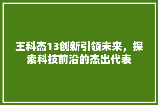 王科杰13创新引领未来，探索科技前沿的杰出代表