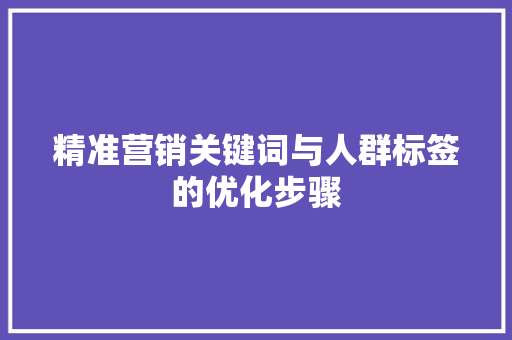 精准营销关键词与人群标签的优化步骤