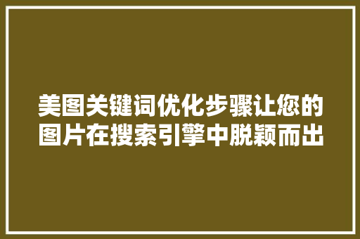 美图关键词优化步骤让您的图片在搜索引擎中脱颖而出