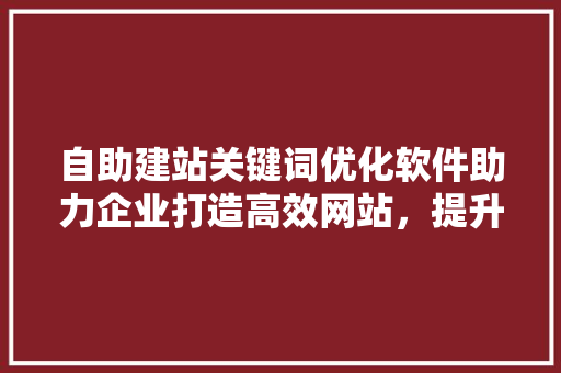自助建站关键词优化软件助力企业打造高效网站，提升在线竞争力