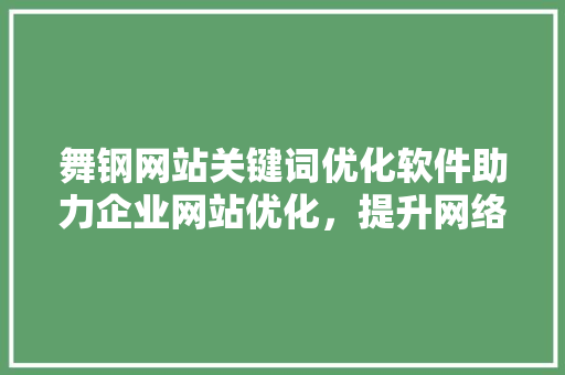 舞钢网站关键词优化软件助力企业网站优化，提升网络竞争力