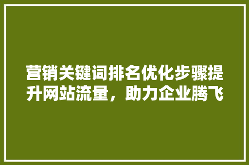 营销关键词排名优化步骤提升网站流量，助力企业腾飞