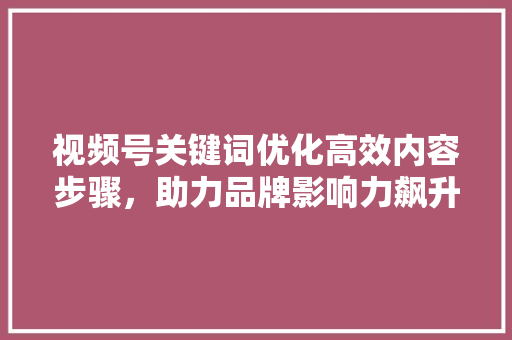 视频号关键词优化高效内容步骤，助力品牌影响力飙升