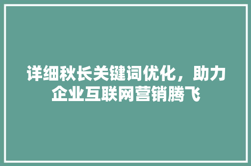 详细秋长关键词优化，助力企业互联网营销腾飞