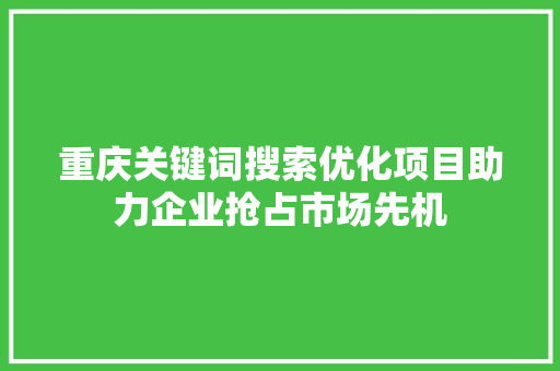 重庆关键词搜索优化项目助力企业抢占市场先机