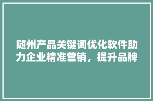 随州产品关键词优化软件助力企业精准营销，提升品牌影响力
