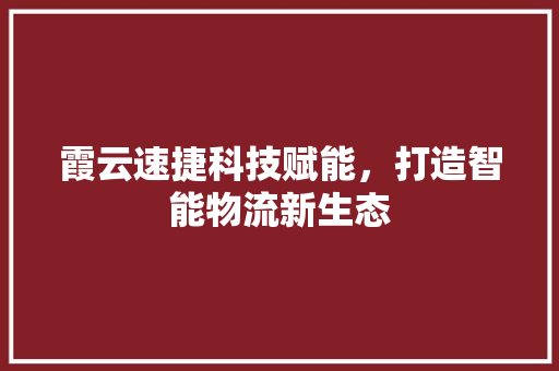 霞云速捷科技赋能，打造智能物流新生态
