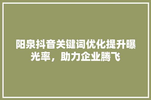 阳泉抖音关键词优化提升曝光率，助力企业腾飞