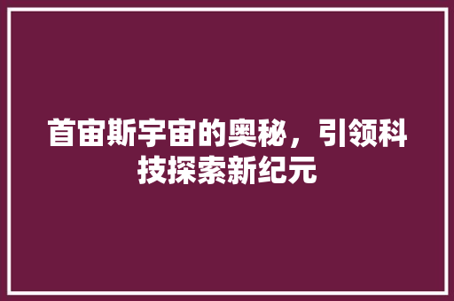 首宙斯宇宙的奥秘，引领科技探索新纪元