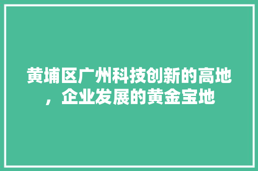 黄埔区广州科技创新的高地，企业发展的黄金宝地