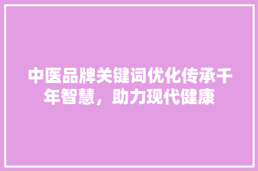 中医品牌关键词优化传承千年智慧，助力现代健康