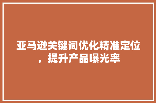 亚马逊关键词优化精准定位，提升产品曝光率