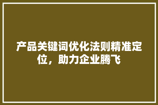 产品关键词优化法则精准定位，助力企业腾飞
