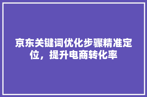 京东关键词优化步骤精准定位，提升电商转化率