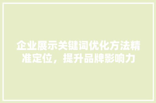 企业展示关键词优化方法精准定位，提升品牌影响力