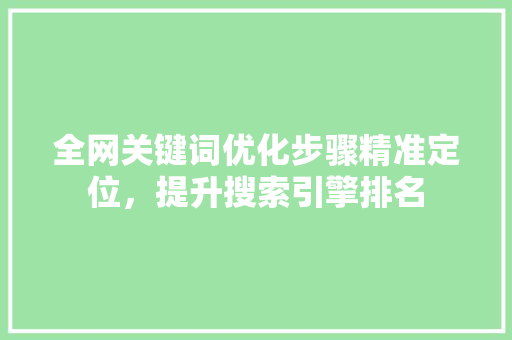 全网关键词优化步骤精准定位，提升搜索引擎排名