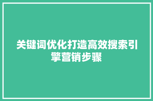 关键词优化打造高效搜索引擎营销步骤