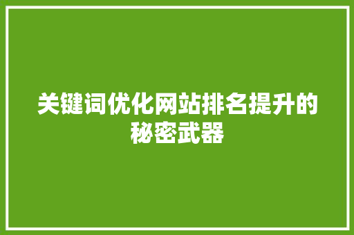 关键词优化网站排名提升的秘密武器