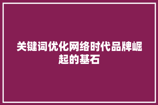 关键词优化网络时代品牌崛起的基石